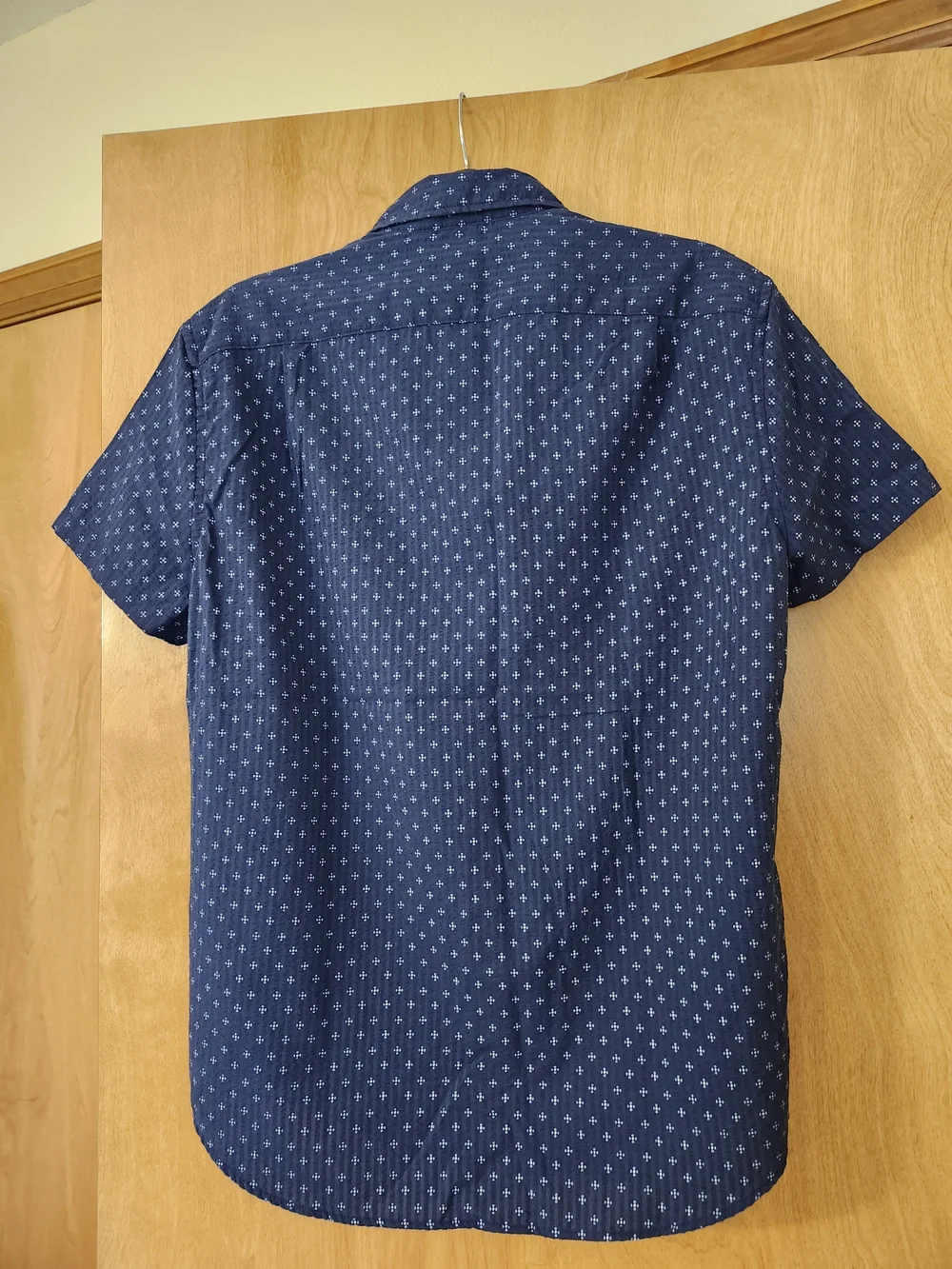J. Crew NWT Navy Short-Sleeve Button-Down with White Micro Print